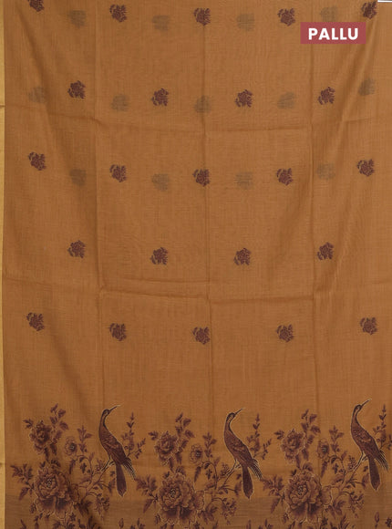 Sandal & Maroon Jamdani Cotton Saree
