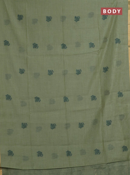 Pista Green & Bottle Green Jamdani Cotton Saree