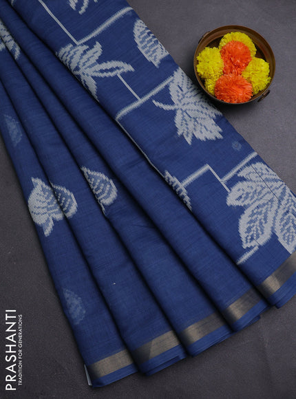 Indigo Blue Jamdani Cotton Saree