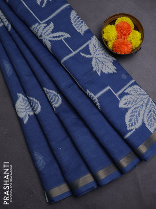 Indigo Blue Jamdani Cotton Saree