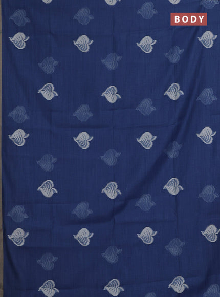 Indigo Blue Jamdani Cotton Saree