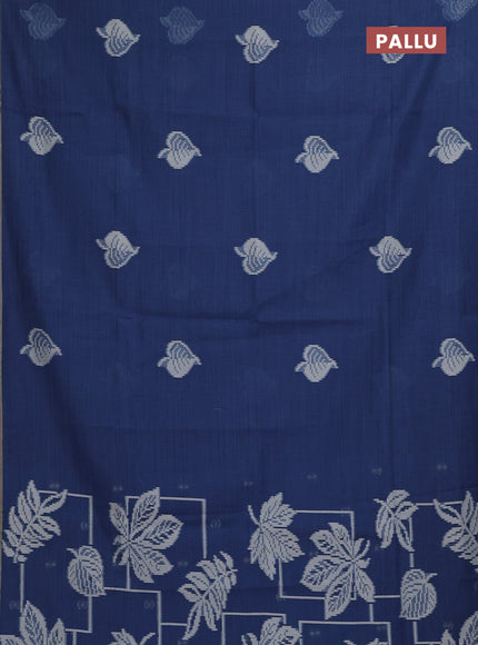Indigo Blue Jamdani Cotton Saree