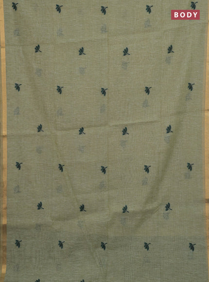 Pastel Green & Bottle Green Jamdani Cotton Saree