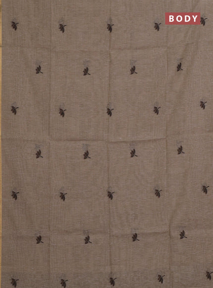 Beige & Coffee Brown Jamdani Cotton Saree