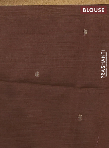 Beige & Coffee Brown Jamdani Cotton Saree