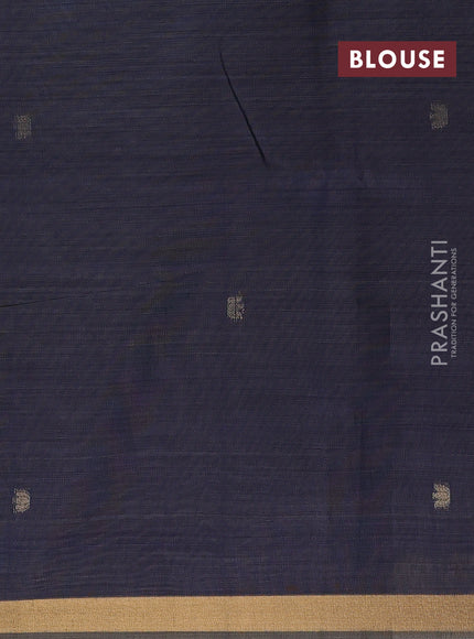 Grey & Navy Blue Jamdani Cotton Saree