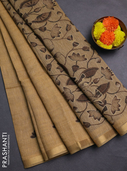 Sandal & Brown Jamdani Cotton Saree