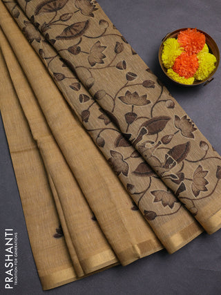 Sandal & Brown Jamdani Cotton Saree
