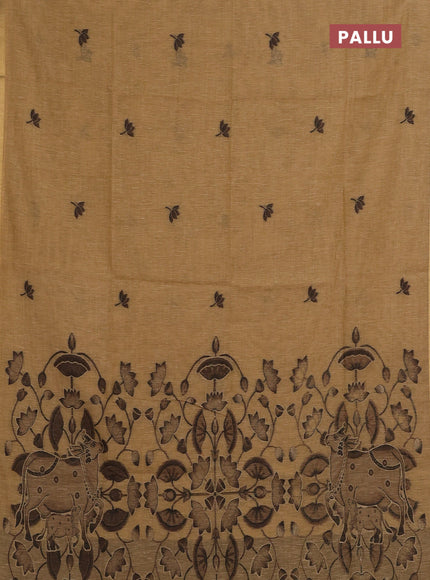 Sandal & Brown Jamdani Cotton Saree