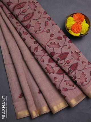 Beige & Maroon Jamdani Cotton Saree