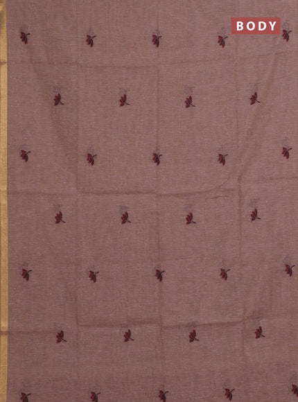 Beige & Maroon Jamdani Cotton Saree