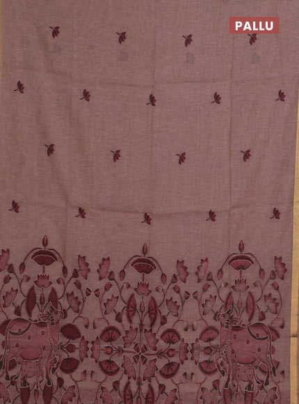 Beige & Maroon Jamdani Cotton Saree
