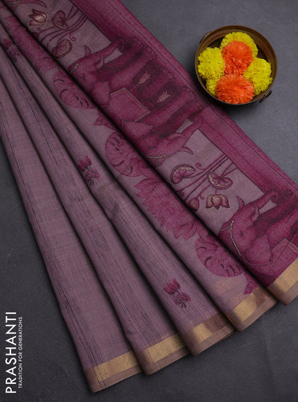 Mauve Pink Jamdani Cotton Saree