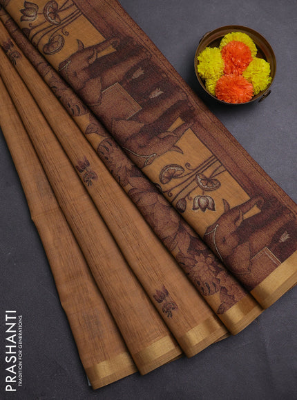 Sandal Jamdani Cotton Saree