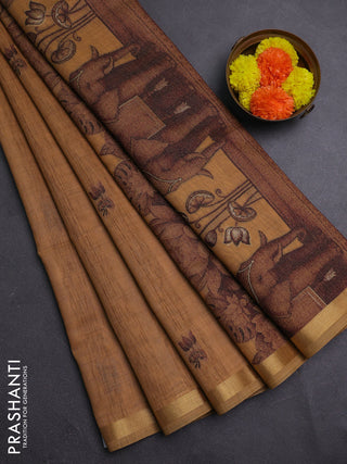 Sandal Jamdani Cotton Saree