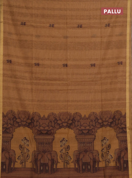 Sandal Jamdani Cotton Saree