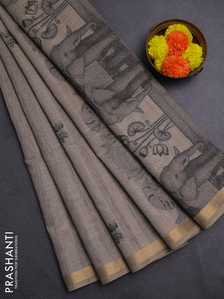 Chiku Jamdani Cotton Saree