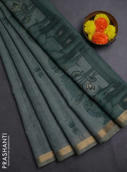 Pastel Green Jamdani Cotton Saree