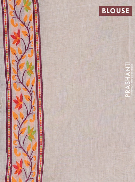 Off White & Orange Jamdani Cotton Saree