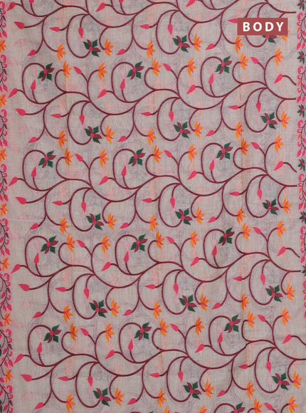 Off White & Candy Pink Jamdani Cotton Saree