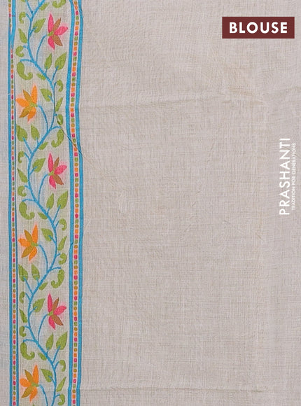 Off White & Green Jamdani Cotton Saree