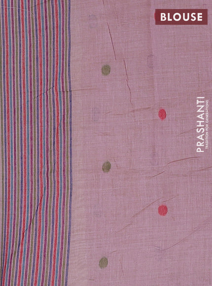 Beige & Mauve Pink Jamdani Cotton Saree