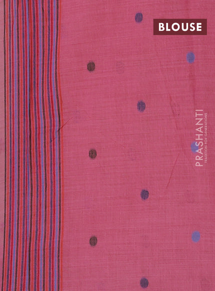 Beige & Pink Jamdani Cotton Saree