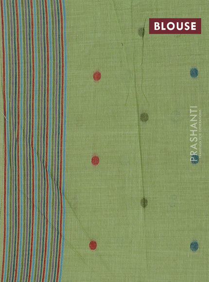 Beige & Green Jamdani Cotton Saree