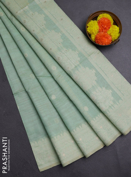 Pista Green Jamdani Cotton Saree
