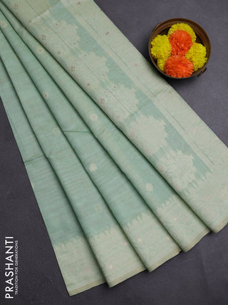 Pista Green Jamdani Cotton Saree