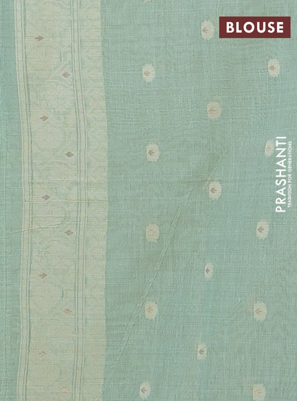 Pista Green Jamdani Cotton Saree
