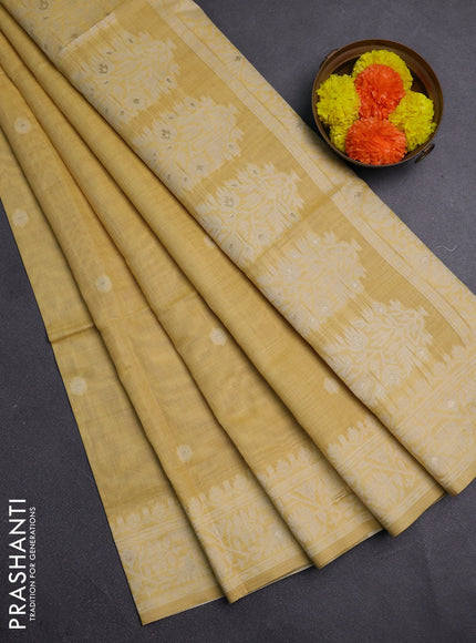 Mustard Yellow Jamdani Cotton Saree