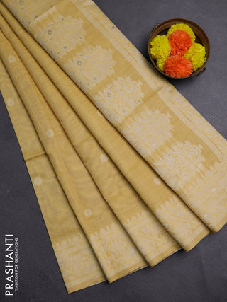 Mustard Yellow Jamdani Cotton Saree