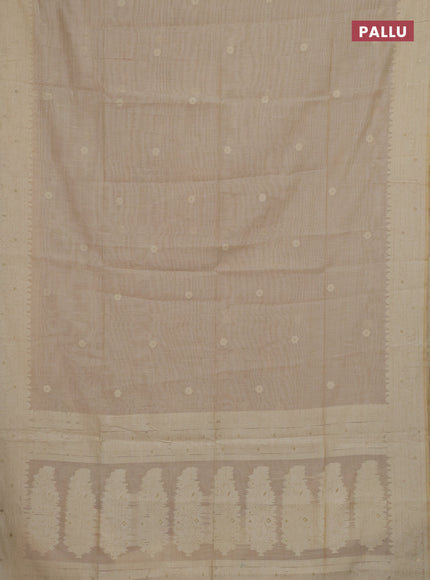 Beige Jamdani Cotton Saree
