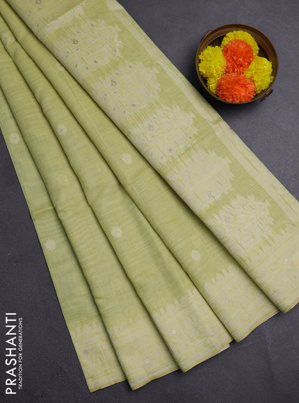 Pista Green Jamdani Cotton Saree