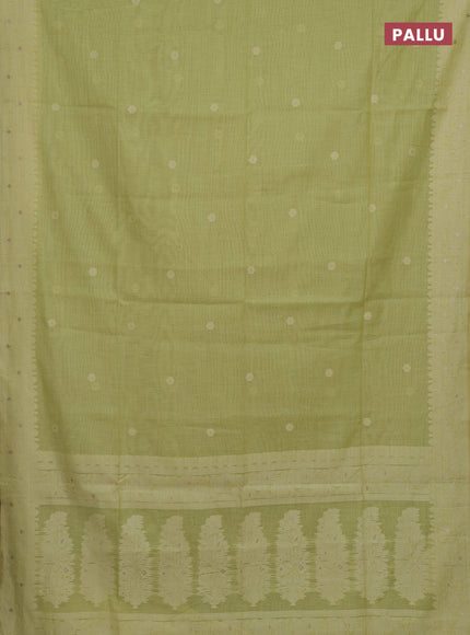Pista Green Jamdani Cotton Saree