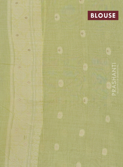 Pista Green Jamdani Cotton Saree