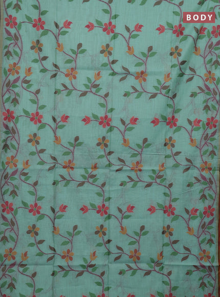 Teal & Maroon Jamdani Cotton Saree