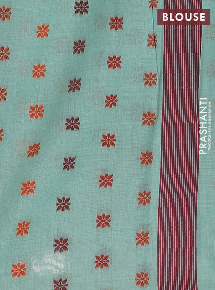 Teal & Maroon Jamdani Cotton Saree