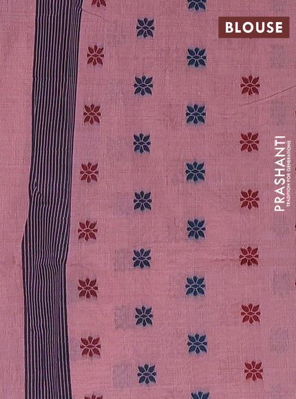 Pink & Navy Blue Jamdani Cotton Saree