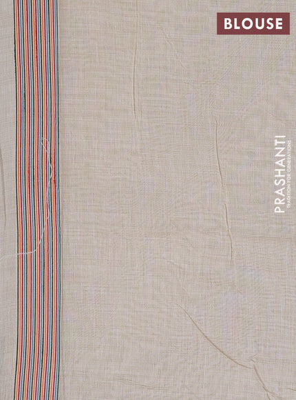 Off White & Orange Jamdani Cotton Saree