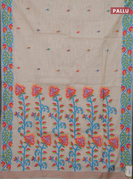 Off White & Cs Blue Jamdani Cotton Saree