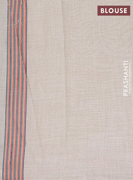 Off White & Navy Blue Jamdani Cotton Saree