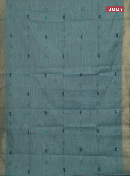 Teal Green Jamdani Cotton Saree
