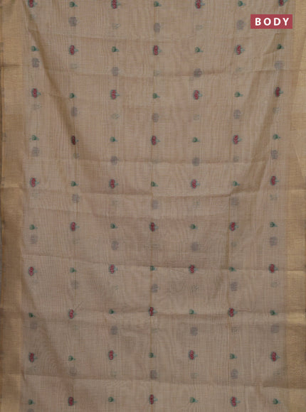 Beige Jamdani Cotton Saree