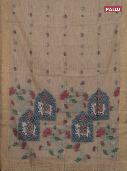 Beige Jamdani Cotton Saree