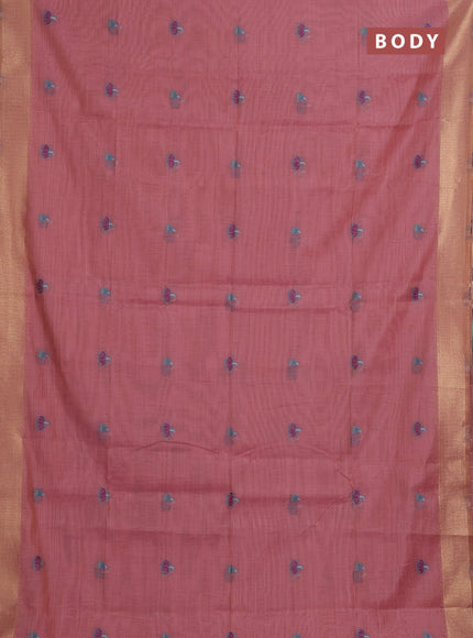 Peach Pink Jamdani Cotton Saree