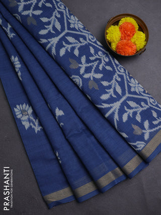 Indigo Blue Jamdani Cotton Saree