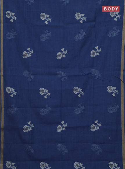 Indigo Blue Jamdani Cotton Saree