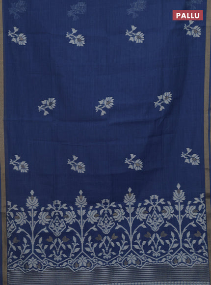 Indigo Blue Jamdani Cotton Saree